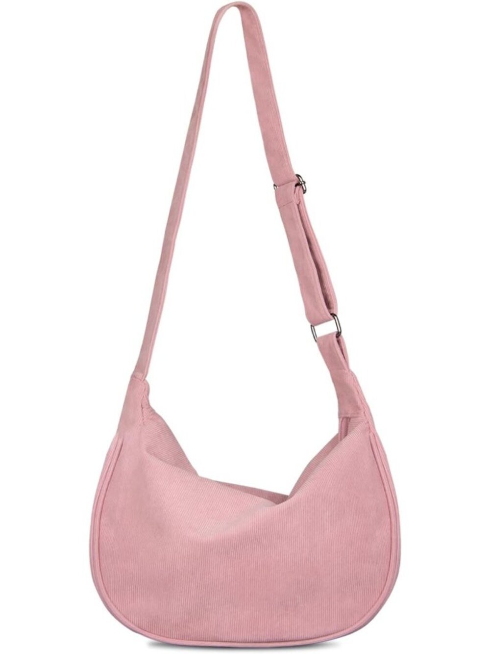 Womens Pink Corduroy Crescent Crossbody Bag Small Sling Hobo Dumpling Bag